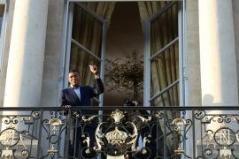 France's forward Kylian Mbappe gestures from the balcony of the Elysee Presidential Palace during an official reception at the Elysee Presidential Palace after French players won the Russia 2018 World Cup final football match, in Paris, France July 16, 2018. Ludovic Marin/Pool via Reuters