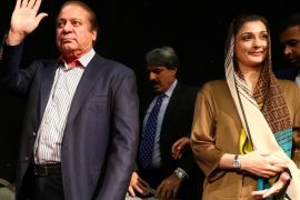 Ousted Prime Minister of Pakistan, Nawaz Sharif, appears with his daughter Maryam, at a news conference at a hotel in London, Britain July 11, 2018. REUTERS/Hannah McKay