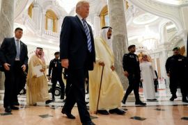 U.S. President Donald Trump walks with Saudi Arabia's King Salman bin Abdulaziz Al Saud to deliver remarks to the Arab Islamic American Summit in Riyadh, Saudi Arabia May 21, 2017. REUTERS/Jonathan Ernst