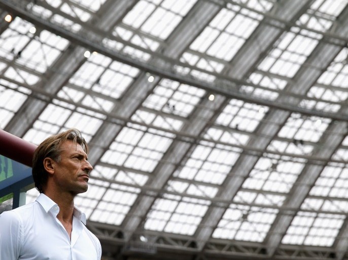 MOSCOW, RUSSIA - JUNE 20: Herve Renard, Head coach or manager of Morocco looks on during the 2018 FIFA World Cup Russia group B match between Portugal and Morocco at Luzhniki Stadium on June 20, 2018 in Moscow, Russia. (Photo by Dean Mouhtaropoulos/Getty Images)