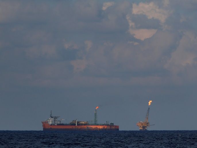 The Libyan floating storage and production tanker Farwah and an oil platform are seen in the Al Jurf Oilfield off the coast of Libya, September 30, 2017. REUTERS/Darrin Zammit Lupi
