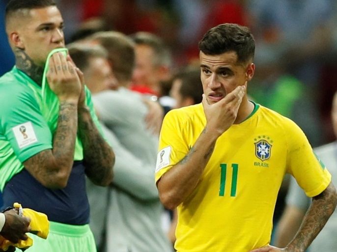 Soccer Football - World Cup - Quarter Final - Brazil vs Belgium - Kazan Arena, Kazan, Russia - July 6, 2018 Brazil's Philippe Coutinho looks dejected after the match REUTERS/John Sibley