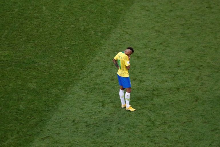 Soccer Football - World Cup - Quarter Final - Brazil vs Belgium - Kazan Arena, Kazan, Russia - July 6, 2018 Brazil's Neymar looks dejected after the match REUTERS/Murad Sezer