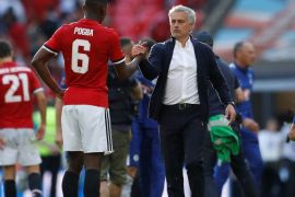 Soccer Football - FA Cup Final - Chelsea vs Manchester United - Wembley Stadium, London, Britain - May 19, 2018 Manchester United manager Jose Mourinho and Manchester United's Paul Pogba after the match Action Images via Reuters/Andrew Couldridge