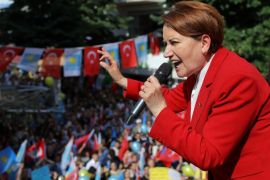 Meral Aksener, Iyi (Good) Party leader and presidential candidate, speaks during an election rally in Istanbul, Turkey June 22, 2018. REUTERS/Huseyin Aldemir