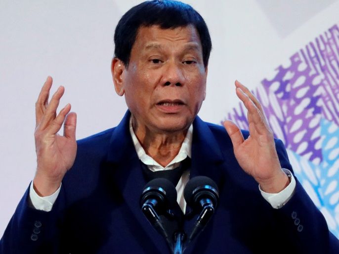 Philippines' President Rodrigo Duterte Rodrigo Duterte gestures during a news conference on the sidelines of the Association of South East Asian Nations (ASEAN) summit in Pasay, metro Manila, Philippines, November 14, 2017. REUTERS/Dondi Tawatao