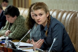 Public figure Maria Butina attends a meeting of a group of experts, affiliated to the government of Russia
