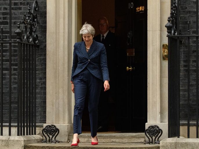 LONDON, ENGLAND - JULY 09: British Prime Minister Theresa May leaves number 10 as she greets the Austrian Chancellor Sebastian Kurz on July 9, 2018 in London, England. The British government has been shaken by the recent resignations of Foreign Secretary Boris Johnson and Brexit Secretary David Davis. (Photo by Leon Neal/Getty Images)