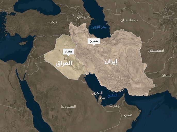 خريطة لإيران والعراق
