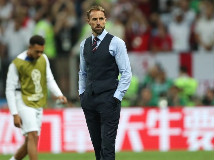 Soccer Football - World Cup - Semi Final - Croatia v England - Luzhniki Stadium, Moscow, Russia - July 11, 2018 England manager Gareth Southgate looks dejected after the match REUTERS/Carl Recine