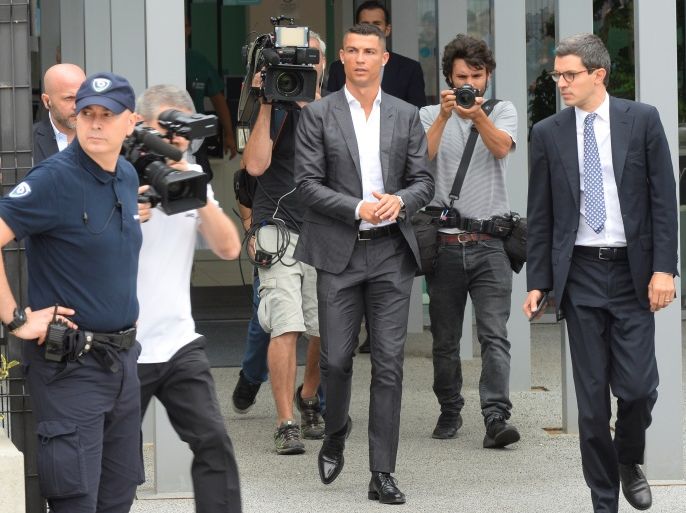 Cristiano Ronaldo arrives at the Juventus' medical center in Turin, Italy July 16, 2018. REUTERS/Massimo Pinca