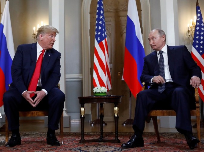 U.S. President Donald Trump meets with Russian President Vladimir Putin in Helsinki, Finland, July 16, 2018. REUTERS/Kevin Lamarque