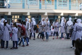 New school year starts in Gaza- - GAZA CITY, GAZA - AUGUST 29: Palestinian students start their new education year at schools of the United Nations Relief and Works Agency for Palestine Refugees (UNRWA) on the first day of the new school year in Gaza City, Gaza on August 29, 2018.