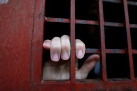 The hand of Ghaffar Abdel Rahman, 31, an Islamic State member, is seen from a cell in Sulaimaniya, Iraq February 15, 2017. Picture taken February 15, 2017.R EUTERS/Zohra Bensemra