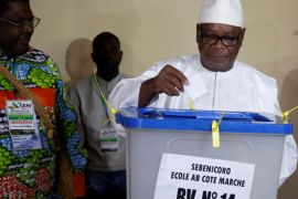 Ibrahim Boubacar Keita, President of Mali and candidate for Rally for Mali party (RPM), casts his vote at a polling station during a run-off presidential election in Bamako, Mali August 12, 2018. REUTERS/Luc Gnago