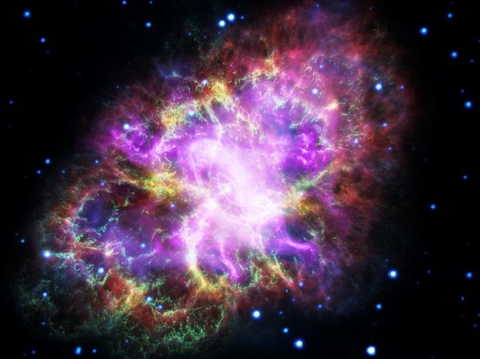 This composite image of the Crab Nebula, a supernova remnant, was assembled by combining data from five telescopes spanning nearly the entire breadth of the electromagnetic spectrum: the Karl G. Jansky Very Large Array, the Spitzer Space Telescope, the Hubble Space Telescope, the XMM-Newton Observatory, and the Chandra X-ray Observatory. Photo released May 10, 2017. NASA, ESA, NRAO/AUI/NSF and G. Dubner (University of Buenos Aires)/Handout via REUTERS ATTENTION EDITORS - THIS IMAGE WAS PROVIDED BY A THIRD PARTY