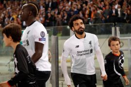 Soccer Football - Champions League Semi Final Second Leg - AS Roma v Liverpool - Stadio Olimpico, Rome, Italy - May 2, 2018 Liverpool's Mohamed Salah and Sadio Mane walk out before the match Action Images via Reuters/John Sibley