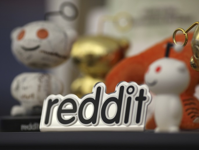 Reddit mascots are displayed at the company's headquarters in San Francisco, California April 15, 2014. Reddit, a website with a retro-'90s look and space-alien mascot that tracks everything from online news to celebrity Q&As, is going after more eyeballs, and advertising, by allowing members of its passionate community to post their own news more quickly and easily. REUTERS/Robert Galbraith (UNITED STATES - Tags: BUSINESS SCIENCE TECHNOLOGY)