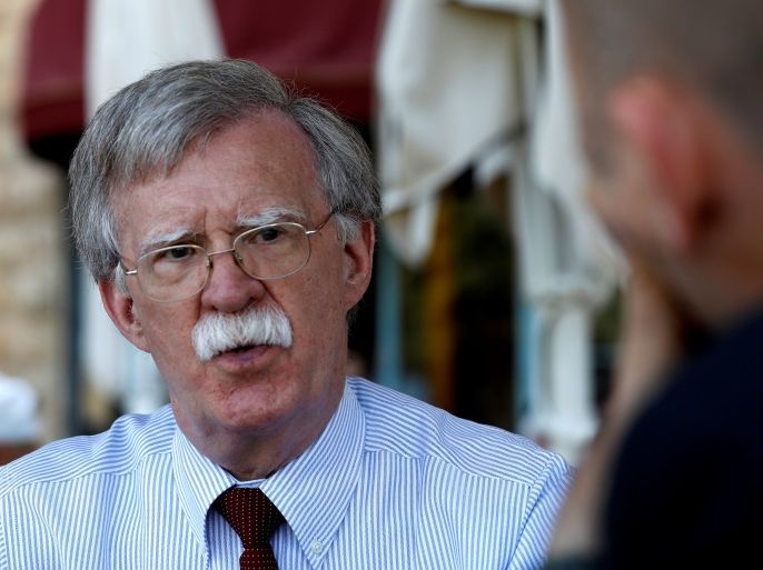 U.S. National Security Advisor John Bolton speaks during an interview with Reuters in Jerusalem August 21, 2018. Picture taken August 21, 2018. REUTERS/RonenZvulun