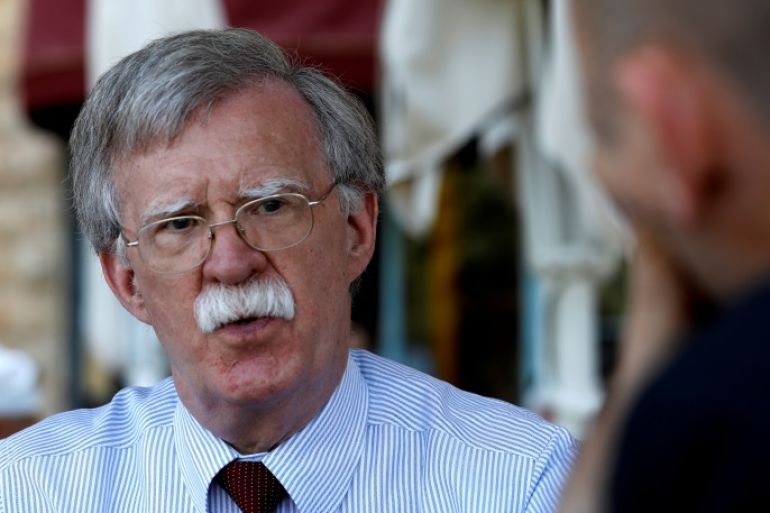 U.S. National Security Advisor John Bolton speaks during an interview with Reuters in Jerusalem August 21, 2018. Picture taken August 21, 2018. REUTERS/RonenZvulun