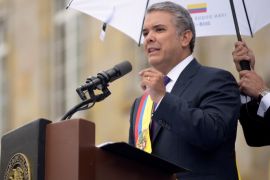 Colombia's new President Ivan Duque addresses the audience in Bogota, Colombia August 7, 2018. Fabian Ortiz/Courtesy of Colombian Presidency/Handout via REUTERS ATTENTION EDITORS - THIS IMAGE WAS PROVIDED BY A THIRD PARTY.