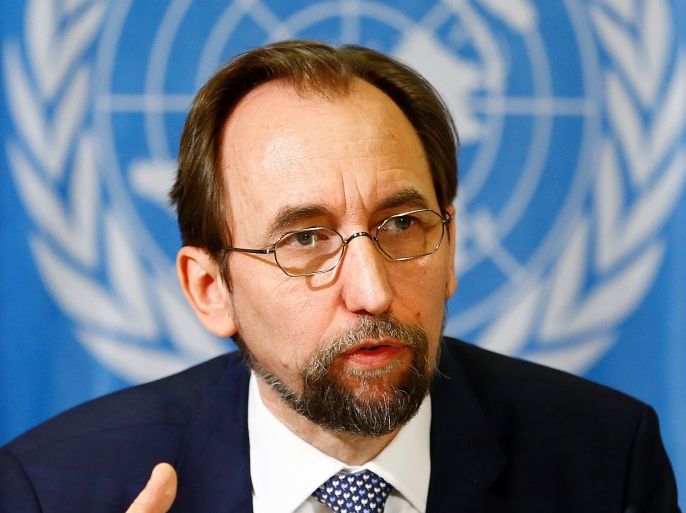 United Nations High Commissioner for Human Rights Zeid Ra'ad al-Hussein of Jordan speaks during a news conference at the United Nations European headquarters in Geneva, Switzerland, May 1, 2017. REUTERS/Pierre Albouy