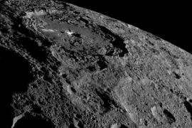 NASA's Dawn spacecraft image of the limb of dwarf planet Ceres shows a section of the northern hemisphere in this image on October 17, 2016. Courtesy NASA/JPL-Caltech/UCLA/MPS/DLR/IDA/Handout via REUTERS ATTENTION EDITORS - THIS IMAGE WAS PROVIDED BY A THIRD PARTY. EDITORIAL USE ONLY.