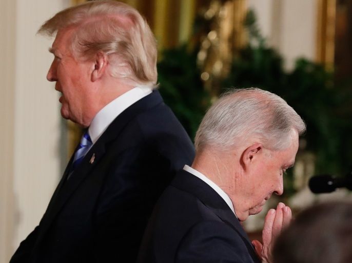 U.S. President Donald Trump and Attorney General Jeff Sessions (front) host a Public Safety Medal of Valor awards ceremony in the East Room of the White House in Washington, U.S., February 20, 2018. REUTERS/Jonathan Ernst
