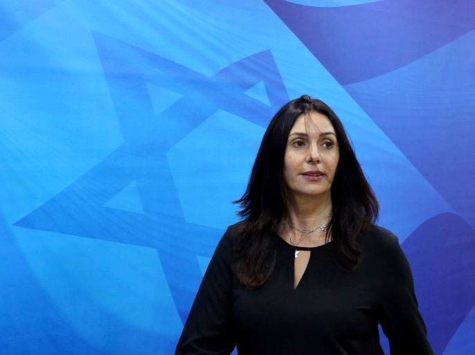 Israeli Culture Minister Miri Regev arrives for the weekly cabinet meeting at the Prime Minister's office in Jerusalem October 9, 2016. REUTERS/Gali Tibbon/Pool