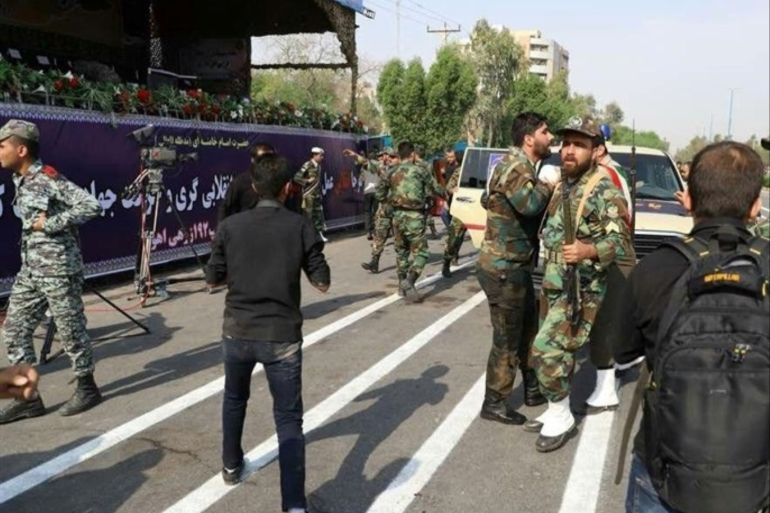A general view of the attack during the military parade in Ahvaz, Iran September 22, 2018. Tasnim News Agency/via REUTERS ATTENTION EDITORS - THIS PICTURE WAS PROVIDED BY A THIRD PARTY