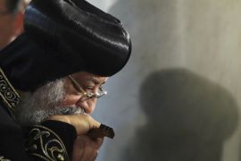 Egyptian Coptic Pope Tawadros II, head of the Egyptian Coptic Orthodox Church, leads a funeral mass for former U.N. Secretary-General Boutros Boutros-Ghali at the Saints Peter and Paul Coptic Orthodox church in Abassya district in Cairo, Egypt, February 18, 2016. Boutros-Ghali, a blunt-spoken Egyptian who led the world body through global turmoil as it defined its peacekeeping role and lost his job over disputes with Washington, died on Tuesday. He was 93. REUTERS//Mohamed Abd El Ghany