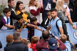 MANCHESTER, ENGLAND - SEPTEMBER 15: Sergio Aguero of Manchester City arrives ahead of the Premier League match between Manchester City and Fulham FC at Etihad Stadium on September 15, 2018 in Manchester, United Kingdom. (Photo by Laurence Griffiths/Getty Images)