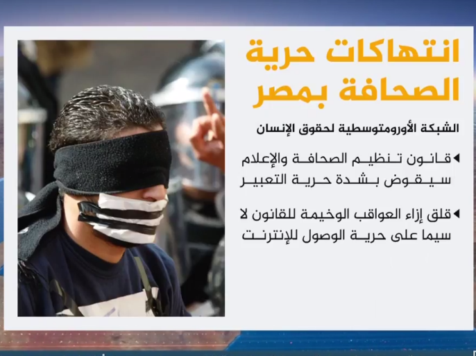 دانت "الشبكة الأورومتوسطية لحقوق الإنسان" بشدة قانون تنظيم الصحافة والإعلام في مصر، وقالت إن من شأنه أن يزيد من تشديد رقابة الدولة لوسائل الإعلام والمواطنين.