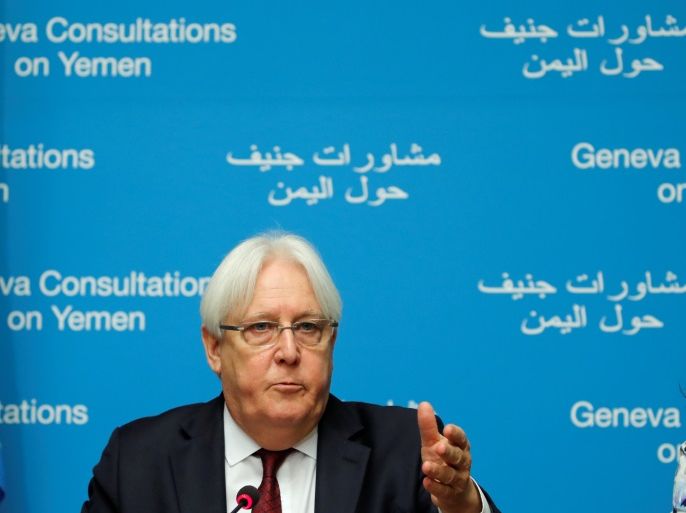 UN envoy Martin Griffiths attends a news conference on Yemen talks at the United Nations in Geneva, Switzerland September 8, 2018. REUTERS/Denis Balibouse