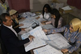 IKRG parliamentary elections- - SULAYMANIYAH, IRAQ - SEPTEMBER 30: Returning officers begin to count the votes following the end of the polling of Iraqi Kurdish Regional Government (IKRG) parliamentary election at a polling station in Suleymaniyah, Iraq on September 30, 2018.