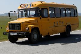 A yellow school bus drives along a higway near the village of Verkhny Askiz in the Republic of Khakassia, Siberia, Russia, May 28, 2016. REUTERS/Ilya Naymushin