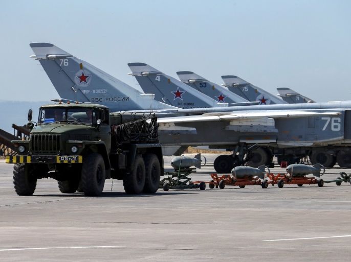 Russian military jets are seen at Hmeymim air base in Syria, June 18, 2016. Picture taken June 18, 2016. REUTERS/Vadim Savitsky/Russian Defense Ministry via Reuters ATTENTION EDITORS - THIS IMAGE WAS PROVIDED BY A THIRD PARTY. EDITORIAL USE ONLY. TPX IMAGES OF THE DAY