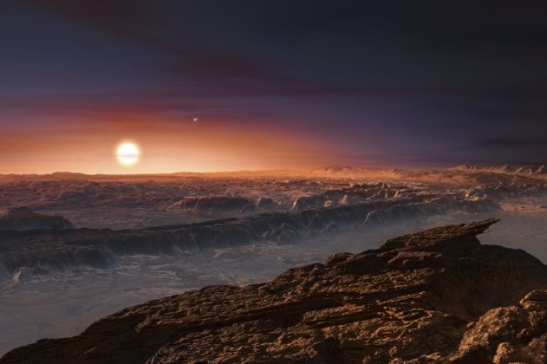 A view of the surface of the planet Proxima b orbiting the red dwarf star Proxima Centauri, the closest star to our Solar System, is seen in an undated artist's impression released by the European Southern Observatory August 24, 2016. ESO/M. Kornmesser/Handout via Reuters THIS IMAGE HAS BEEN SUPPLIED BY A THIRD PARTY. IT IS DISTRIBUTED, EXACTLY AS RECEIVED BY REUTERS, AS A SERVICE TO CLIENTS. FOR EDITORIAL USE ONLY. NOT FOR SALE FOR MARKETING OR ADVERTISING CAMPAIGNS