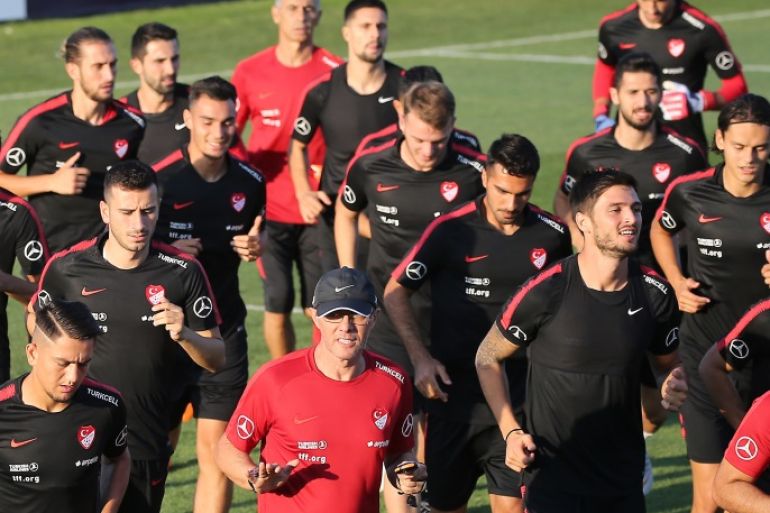Turkish national football team's training session in Istanbul- - ISTANBUL, TURKEY - SEPTEMBER 04: Players of Turkish national football team attend a training session ahead of the UEFA Nations League matches against Russia and Sweden at the Hasan Dogan National Team Camping and Training Facilities in Istanbul, Turkey on September 04, 2018. Turkey is scheduled to play against Russia on September 7th in Trabzon and play an away game against Sweden on September 10th.