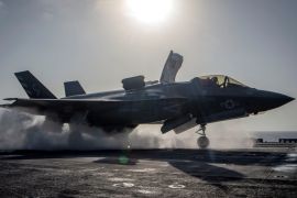 A F-35B Lightning II aircraft from the Marine Fighter Attack Squadron 211 launches from the deck aboard the amphibious assault ship USS Essex as part of the F-35B's first combat strike, against a Taliban target in Afghanistan, September 27, 2018. Mass Communication Specialist 3rd Class Matthew Freeman/U.S. Navy/Handout via REUTERS ATTENTION EDITORS - THIS IMAGE WAS PROVIDED BY A THIRD PARTY