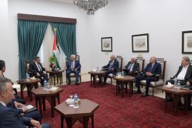 Mahmoud Abbas - Amr Hanafi meeting in Ramallah- - RAMALLAH, WEST BANK - SEPTEMBER 01: (----EDITORIAL USE ONLY – MANDATORY CREDIT -