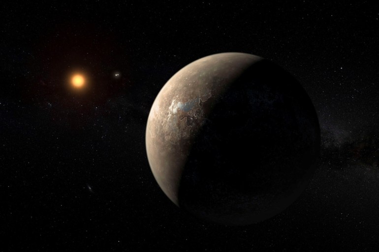 The planet Proxima b orbiting the red dwarf star Proxima Centauri, the closest star to our Solar System, is seen in an undated artist's impression released by the European Southern Observatory August 24, 2016. ESO/M. Kornmesser/Handout via Reuters THIS IMAGE HAS BEEN SUPPLIED BY A THIRD PARTY. IT IS DISTRIBUTED, EXACTLY AS RECEIVED BY REUTERS, AS A SERVICE TO CLIENTS. FOR EDITORIAL USE ONLY. NOT FOR SALE FOR MARKETING OR ADVERTISING CAMPAIGNS TPX IMAGES OF THE D