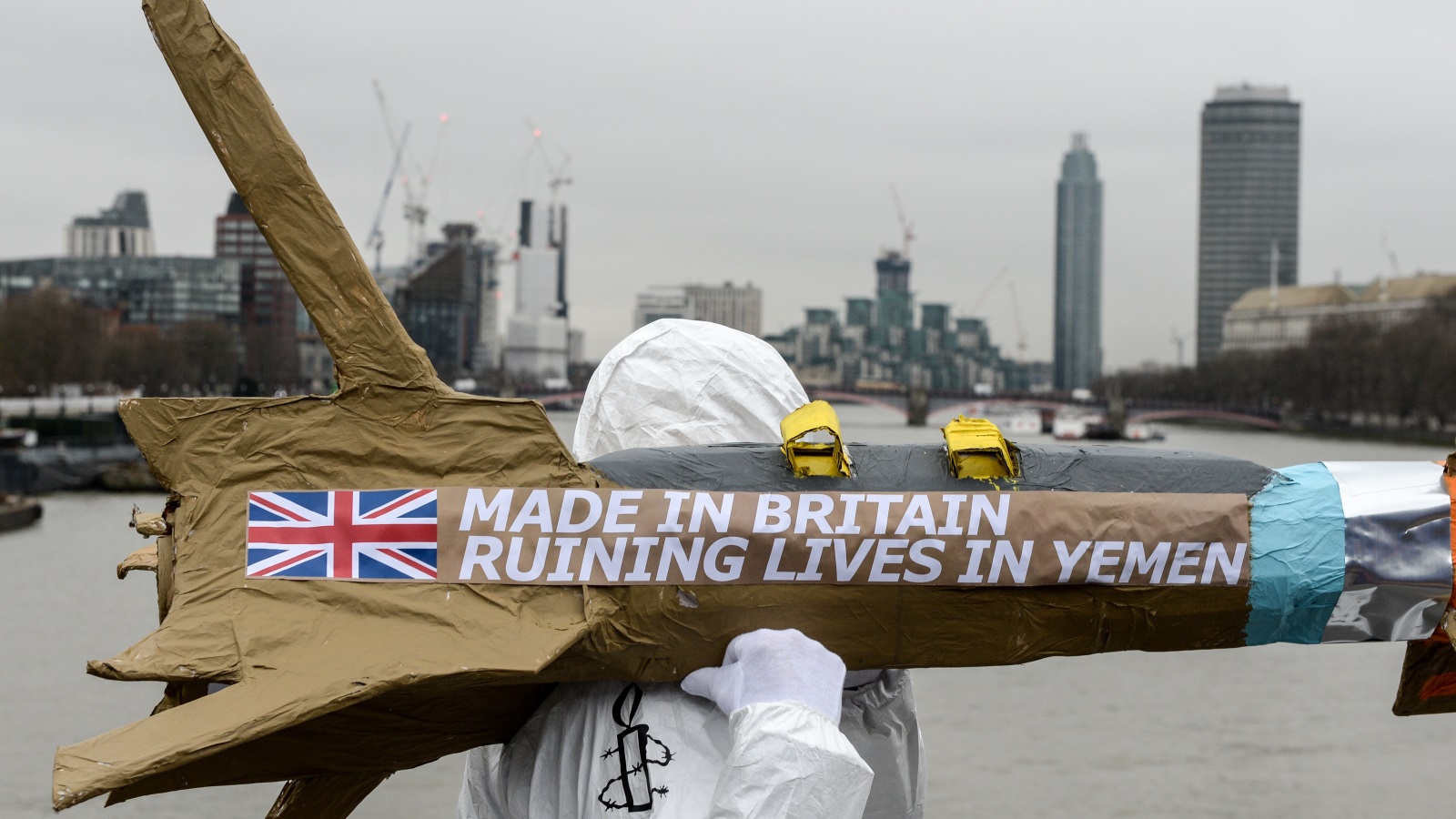 مظاهرة بالعاصمة البريطانية لندن ضد تصدير السلاح إلى السعودية