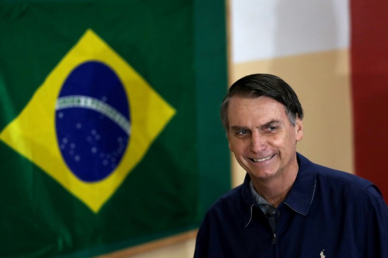 Jair Bolsonaro, far-right lawmaker and presidential candidate of the Social Liberal Party (PSL), arrives to cast his vote in Rio de Janeiro, Brazil October 7, 2018. REUTERS/Ricardo Moraes