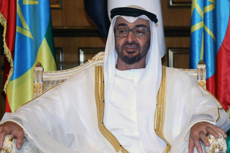Crown Prince of Abu Dhabi Al Nahyan in Ethiopia- - ADDIS ABABA, ETHIOPIA - JUNE 15: Crown Prince of Abu Dhabi Mohammed bin Zayed Al Nahyan meets Ethiopian Prime Minister Abiy Ahmed (not seen) at National Palace in Addis Ababa, Ethiopia on June 15, 2018.