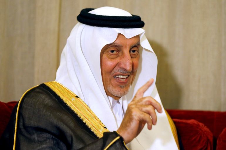 Saudi Arabia's Prince Khaled al-Faisal reacts during his meeting with Lebanese Prime Minister-designate Saad al-Hariri (not in picture) in Beirut, Lebanon November 21, 2016. REUTERS/Mohamed Azakir