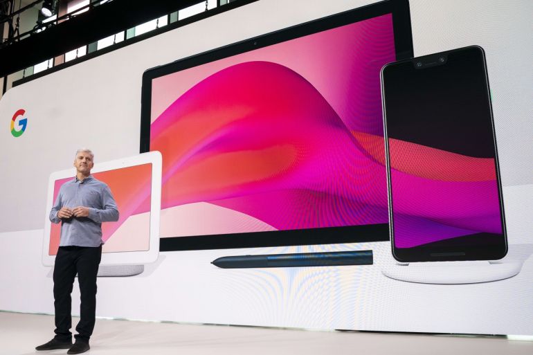 NEW YORK, NY - OCTOBER 9: Rick Osterloh, SVP of hardware at Google, discusses a new suite of Google products during a product release event, October 9, 2018 in New York City. The new Pixel 3 smartphones will go on sale on October 18 for a base starting retail price of $799 for the Pixel 3 and $899 for the Pixel 3 XL. Google also released a new tablet called the Pixel Slate and the Google Home Hub. Drew Angerer/Getty Images/AFP== FOR NEWSPAPERS, INTERNET, TELCOS & TELEVISION USE ONLY ==