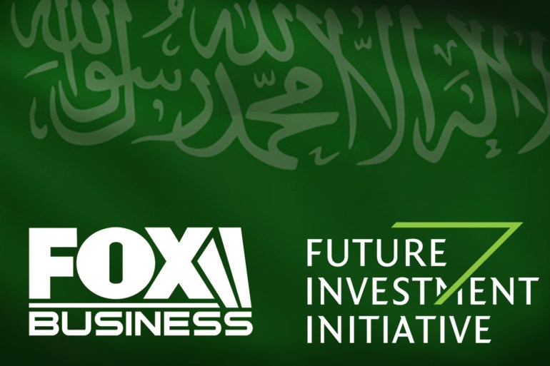 شعار محطة فوكس وشعار مؤتمر "مبادرة مستقبل الاستثمار" -الذي يعرف بدافوس الصحراء