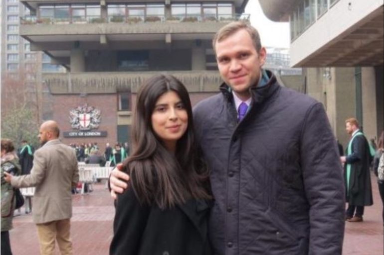 الأكاديمي البريطاني المعتقل في الإمارات ماثيو هدجيز رفقة زوجته دانييلا تيادا