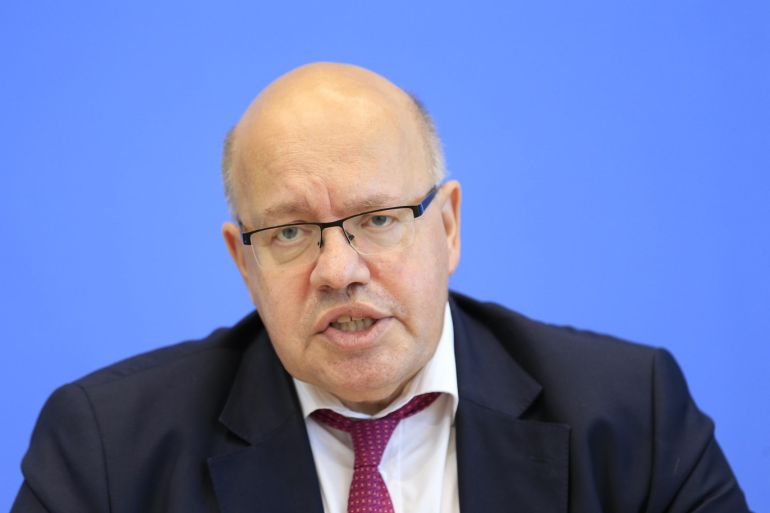 Germany's Economy and Energy Minister Peter Altmaier- - BERLIN, GERMANY - OCTOBER 11 : Germany's Economy and Energy Minister Peter Altmaier speaks during a press conference at the Federal Press Office (Bundespressekonferenz) in Berlin, Germany on October 11, 2018.